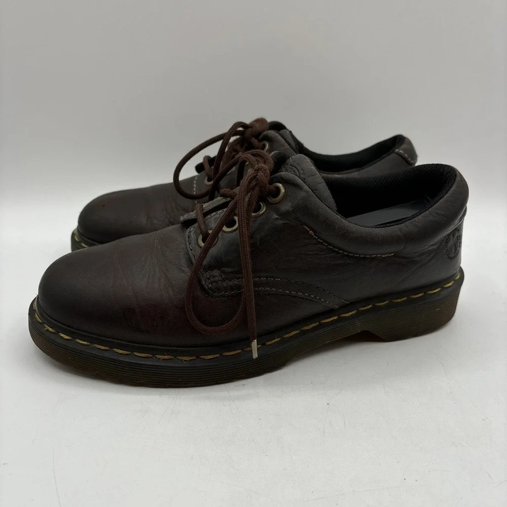 Dr. Martens Boston Shoes Men's Size 7 Brown Leather Derby Oxford Chunky Lace Up